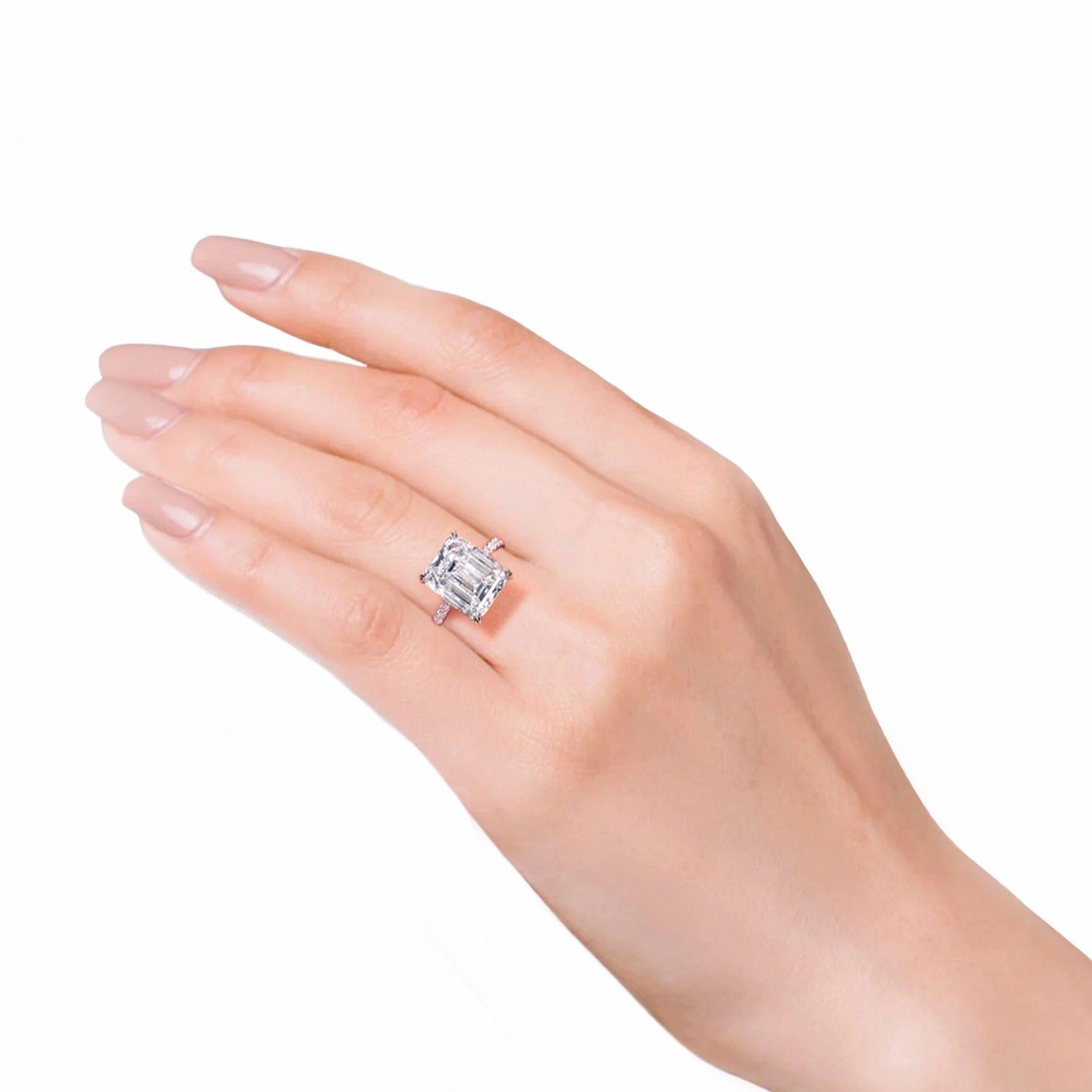 Verde 5ct IGI Certified Lab Grown Emerald Cut Diamond Ring