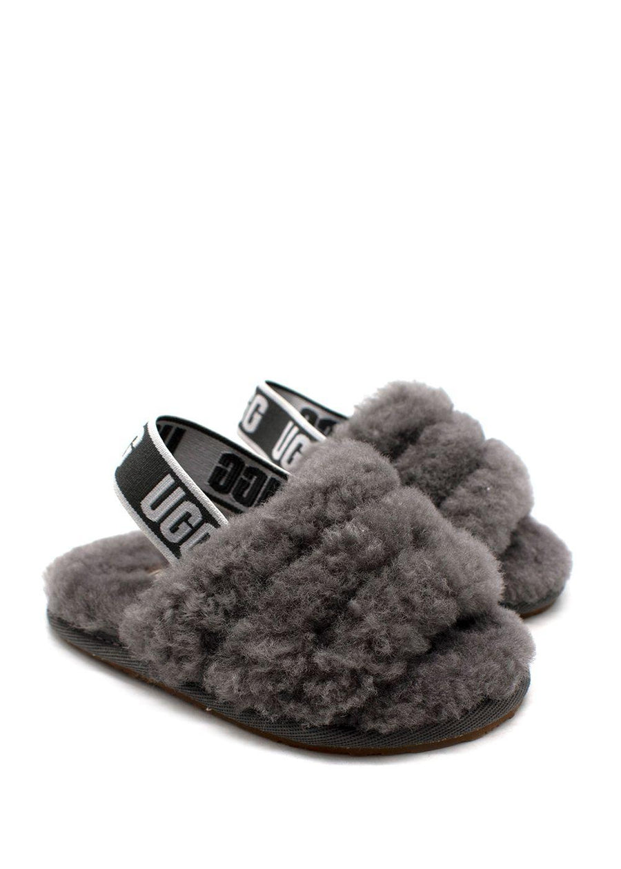 UGG Grey Kids fluffy Slides