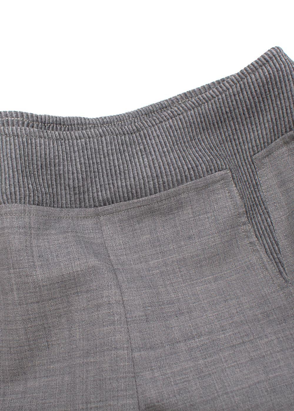 Grey Stretch Knit Slim Fit Trousers