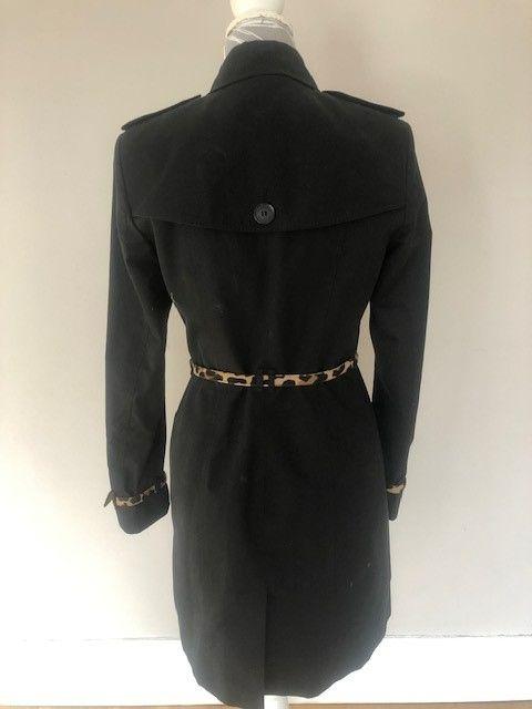 black cotton gabardine short trench coat
