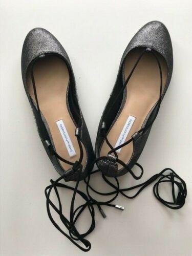 DVF Metallic Lace-Up Ballerinas