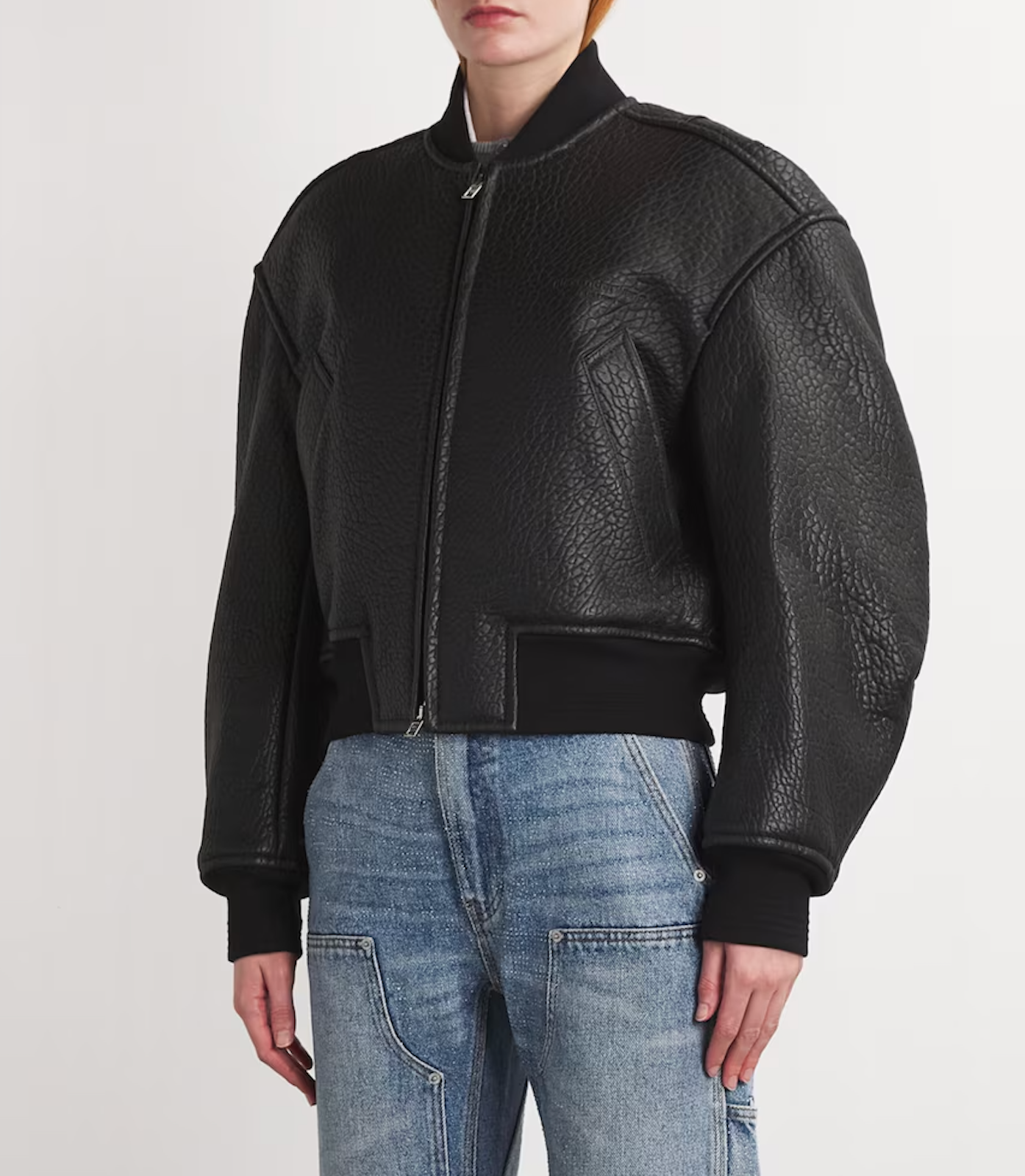 Alexander Wang Lambskin Cropped Bomber Jacket