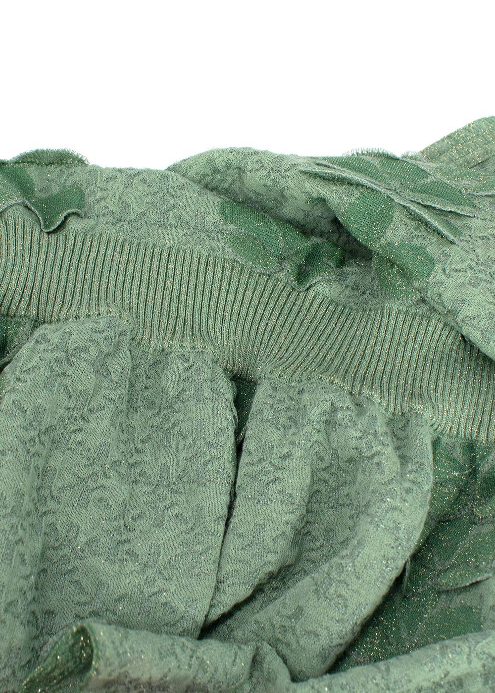 Chanel Mint Green Metallic Woven Petal Applique Top