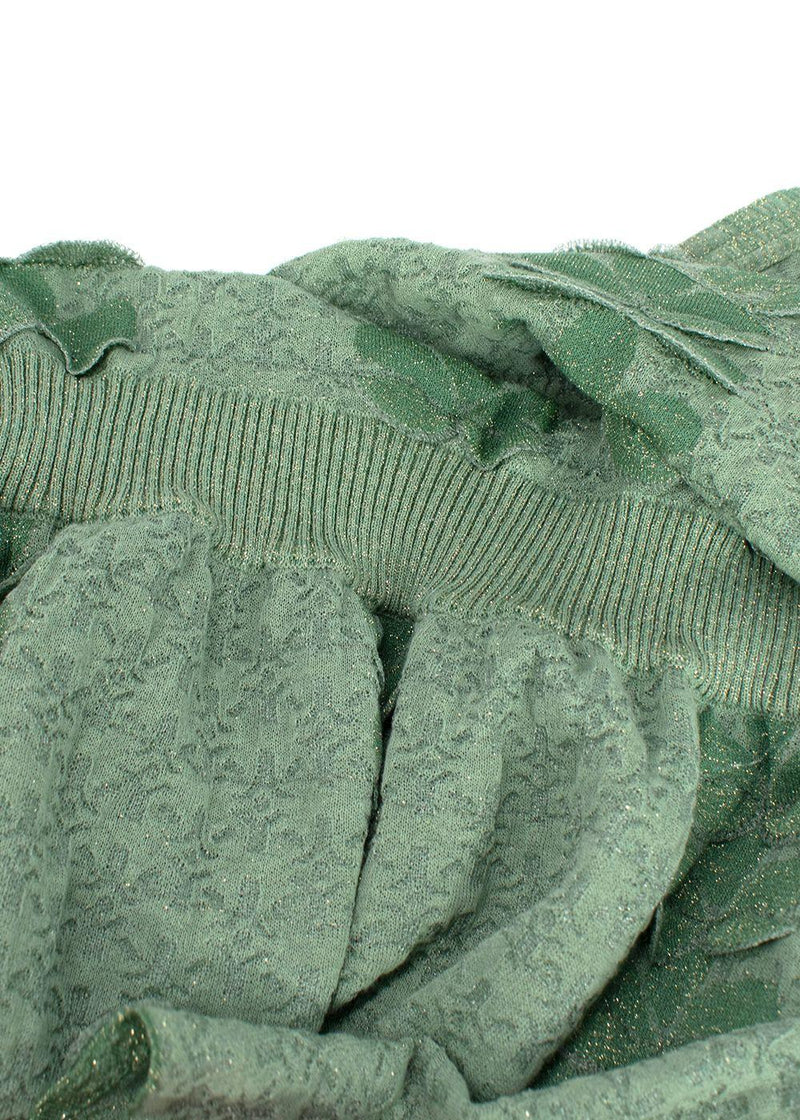 Chanel Mint Green Metallic Woven Petal Applique Top