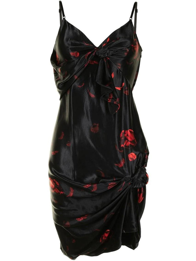 Alexander Wang Draped Satin Floral Print Mini Dress