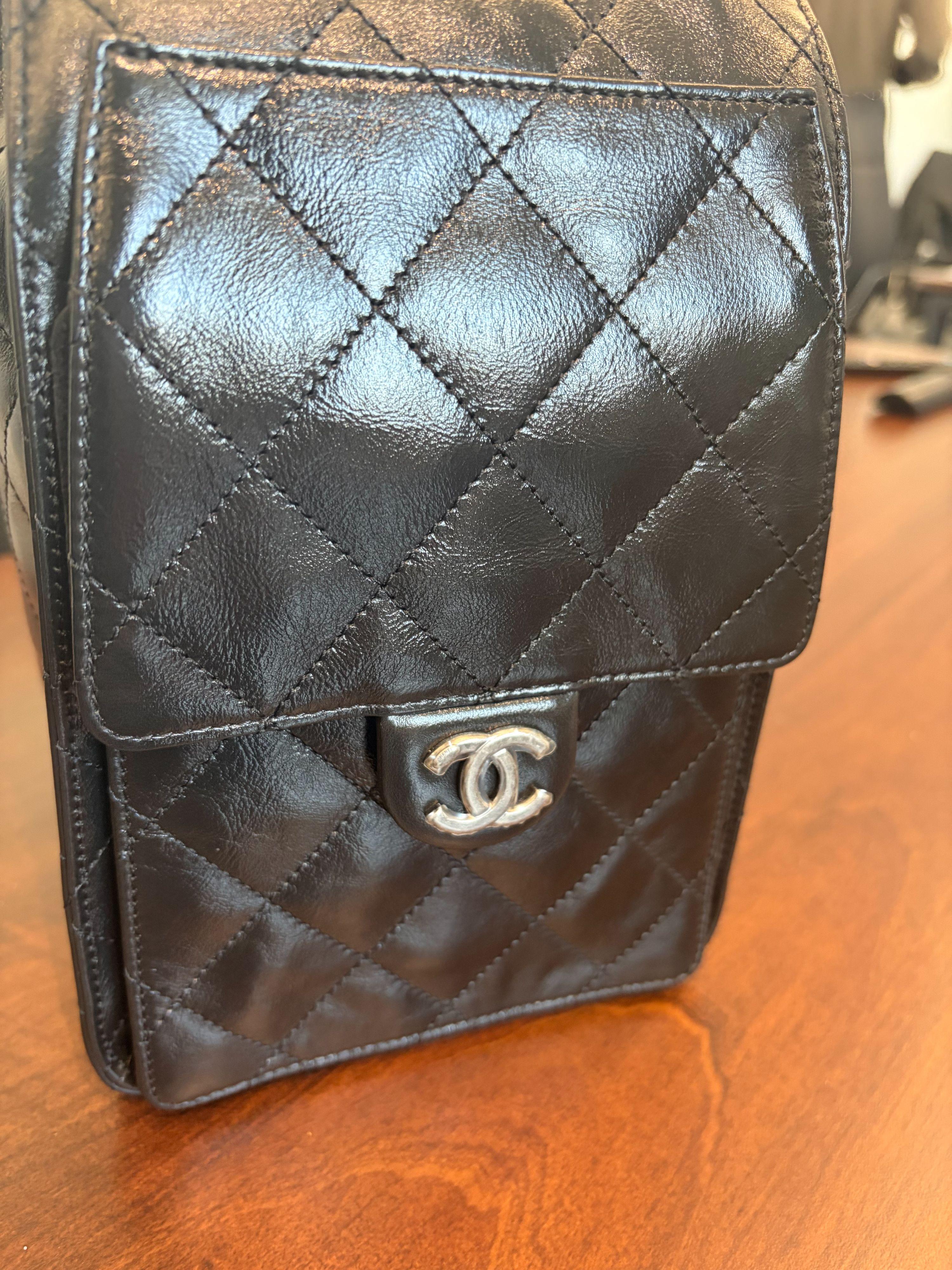 Chanel Current Season Medium Black Calf Leather Hobo With Receipt