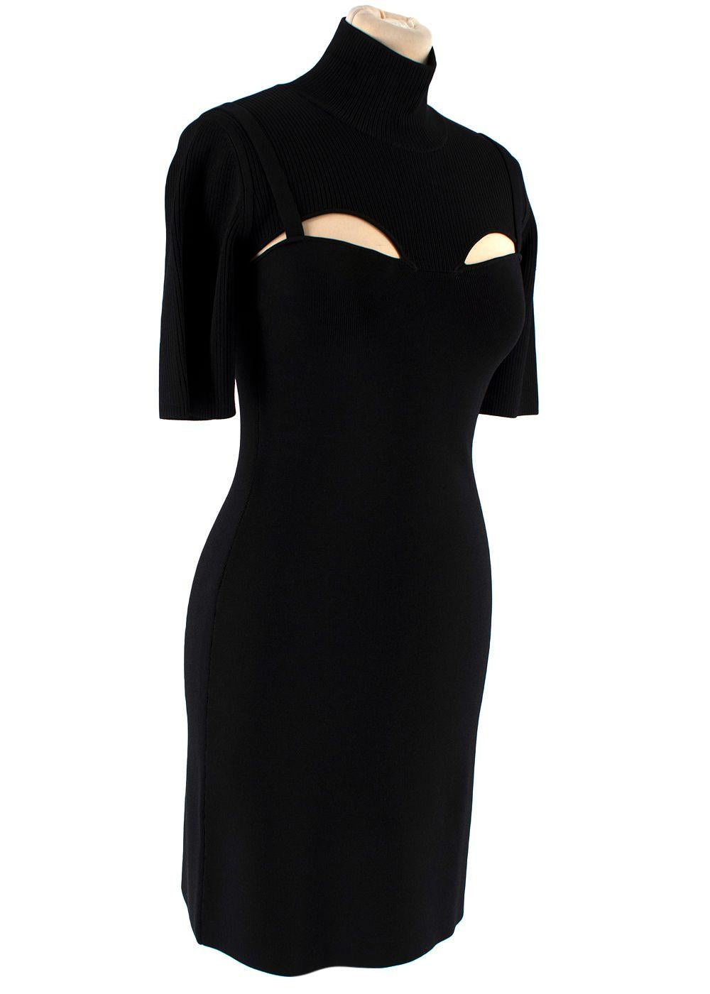 Black Stretch Knit Bustier Cut-Out Mini Dress