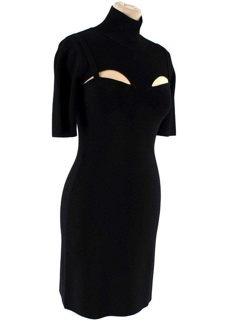 Black Stretch Knit Bustier Cut-Out Mini Dress