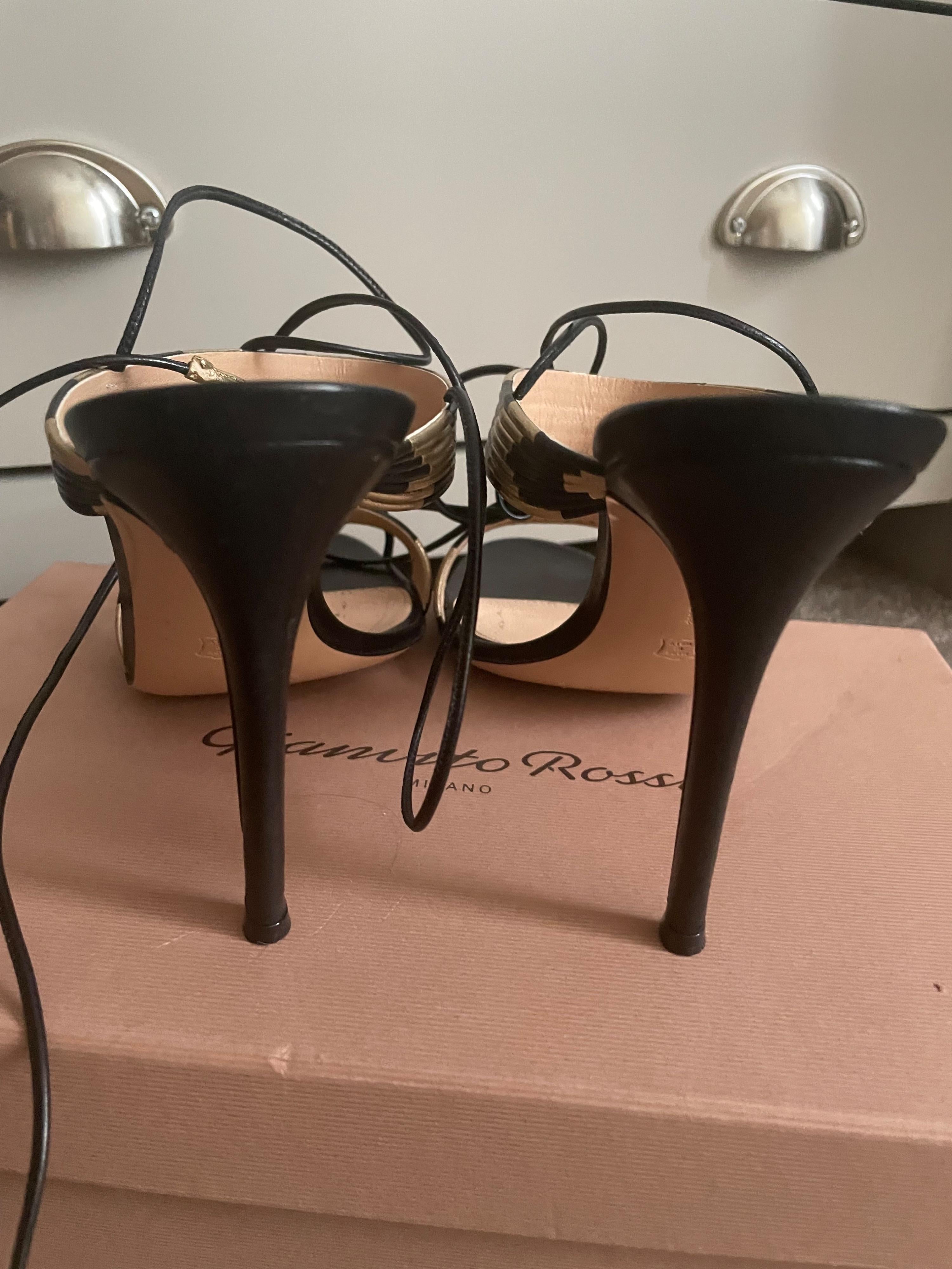 Ginavito Rossi Black Suni Lace Up Heels