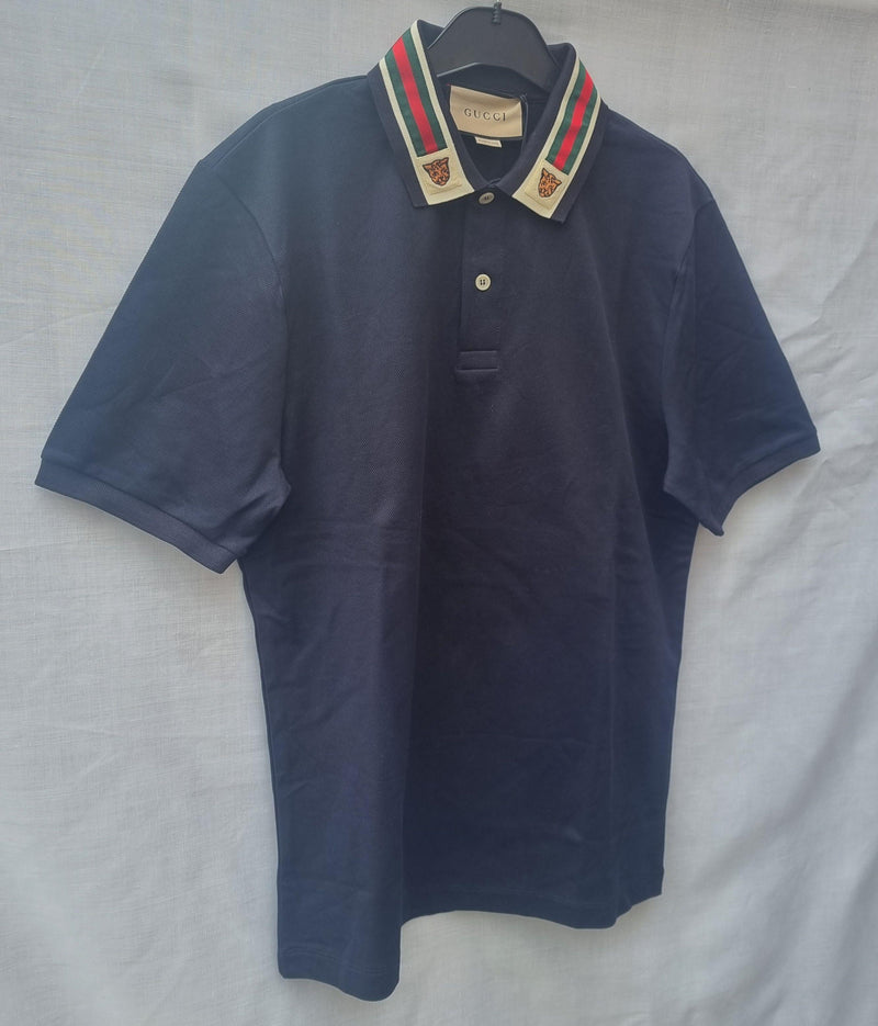 Cotton polo with Web and feline head