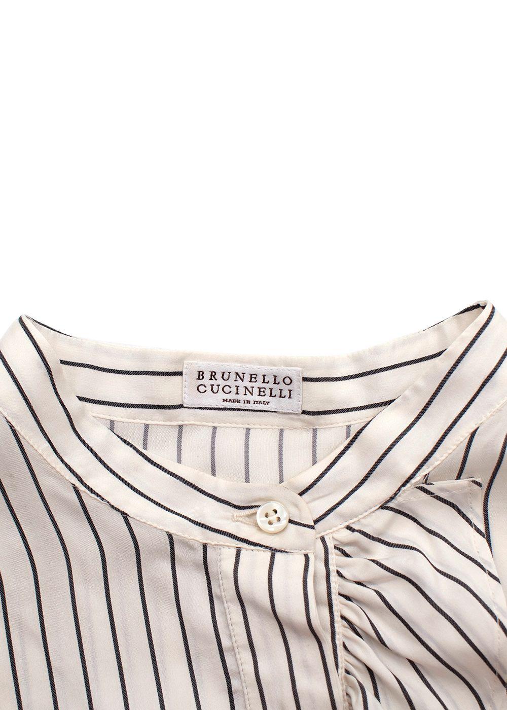 Brunello Cucinelli Black and White Stripe Silk Blouse