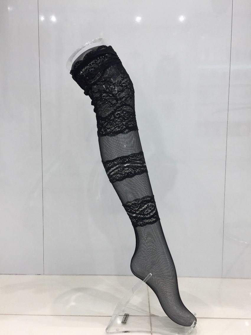 Cotton Club Couture Black Leavers Lace & Tulle Hold-ups