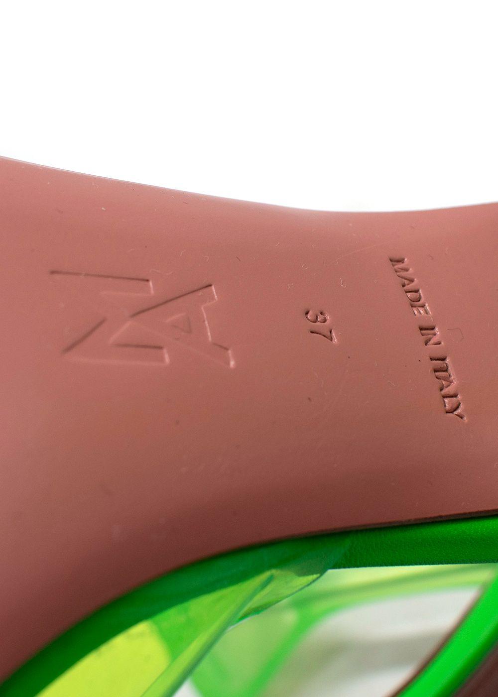 Amina Muaddi Neon Green Lupita PVC Mules