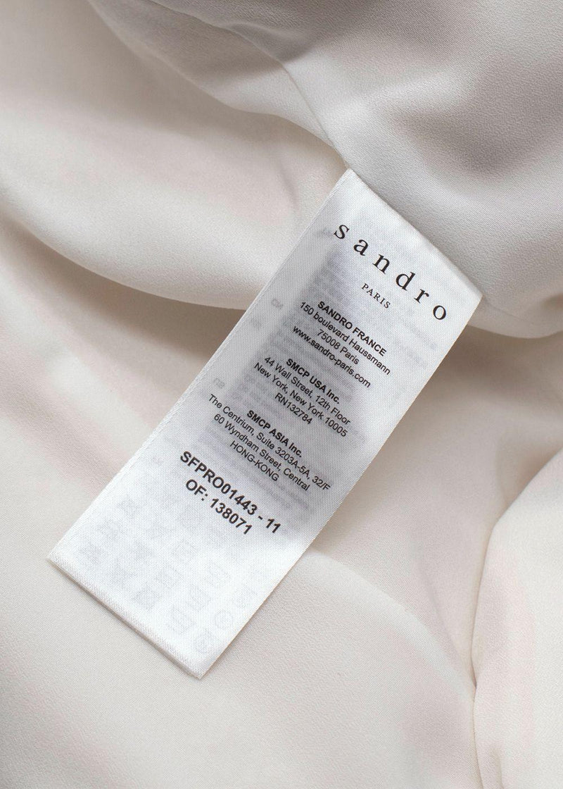 Sandro Cream S Jacquard Short Sleeve Mini Dress
