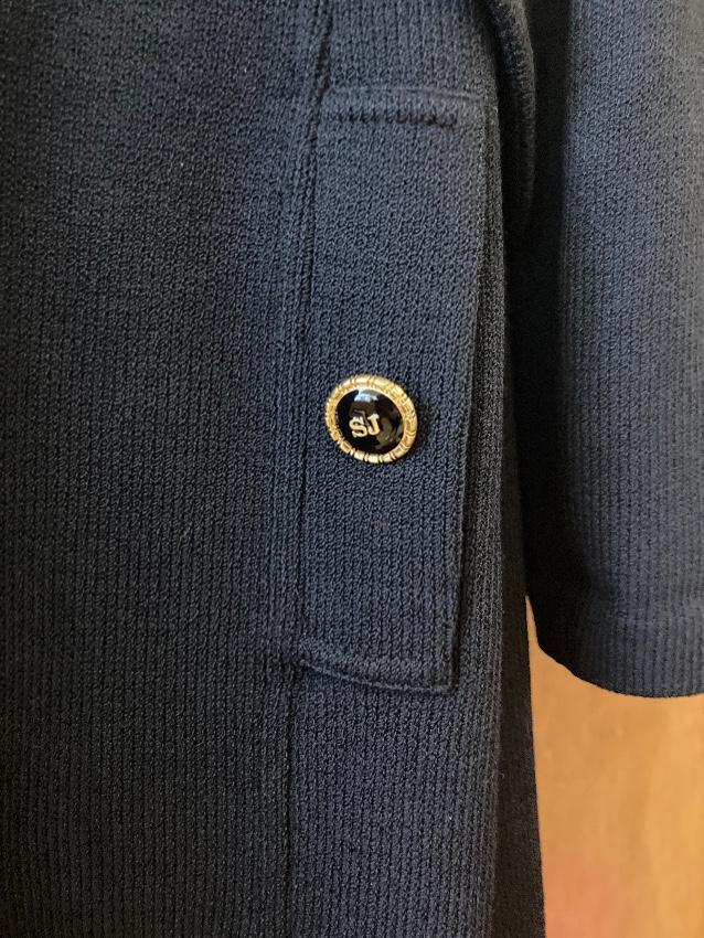 St John black 3/4 length gold SJ button detail coat