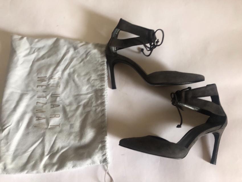 Stuart Weitzman Suede Lace-Up Sandals