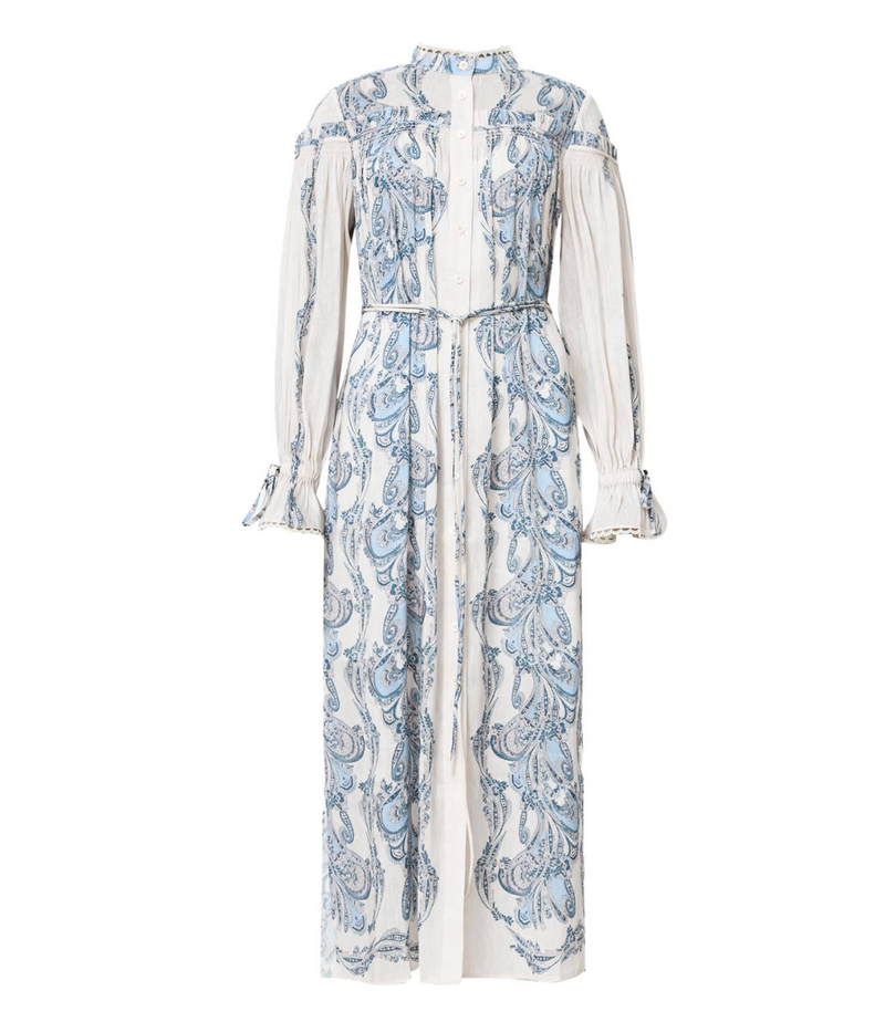 All Saints Delphine Floral Print Midi Shirt Dress