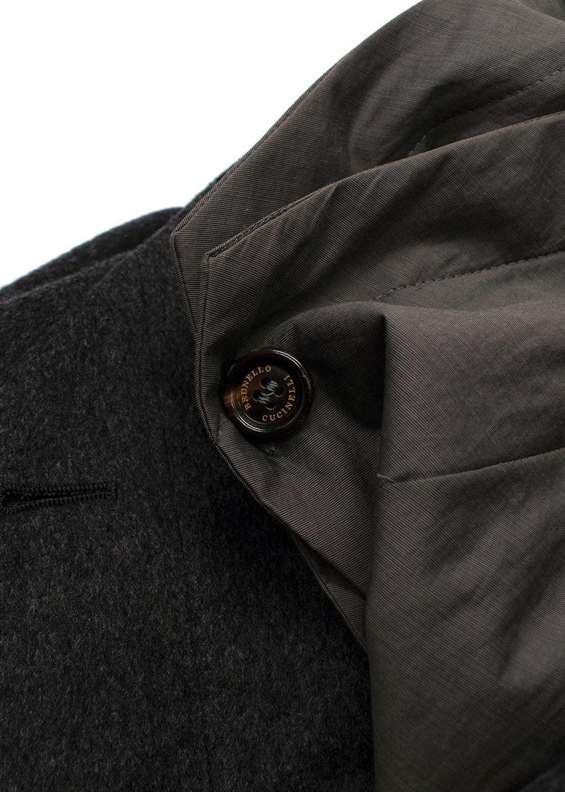 Brunello Cucinelli Grey Double Layer Coat With Detachable Waistcoat