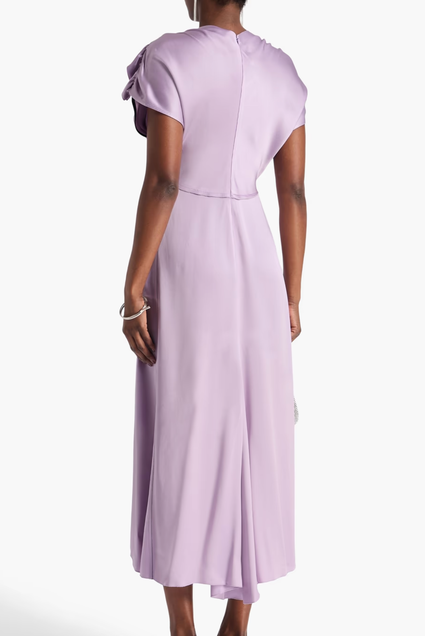 Victoria Beckham Ruffled Satin-Crepe Midi Dress