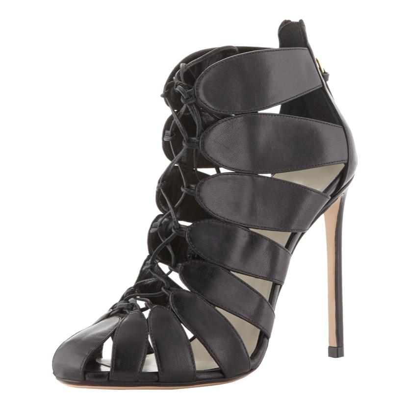 Francesco Russo Lace-Up Cut-Out Ankle Boots