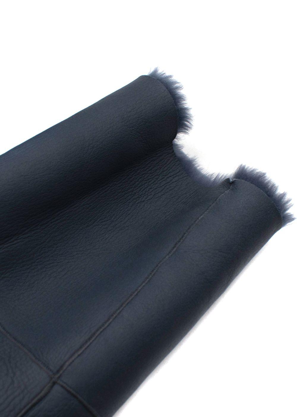 Loro Piana Blue Reversible Lamb Shearling Coat