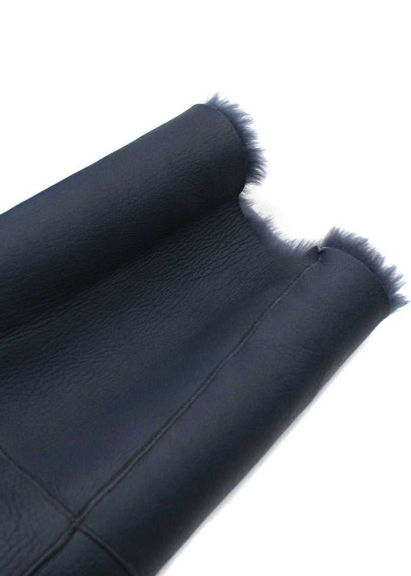 Loro Piana Blue Reversible Lamb Shearling Coat