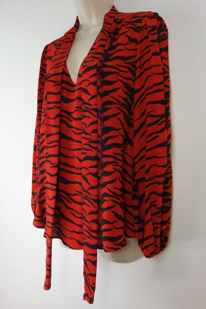 Moss Pussy-bow Tiger-print Silk-crepe Blouse