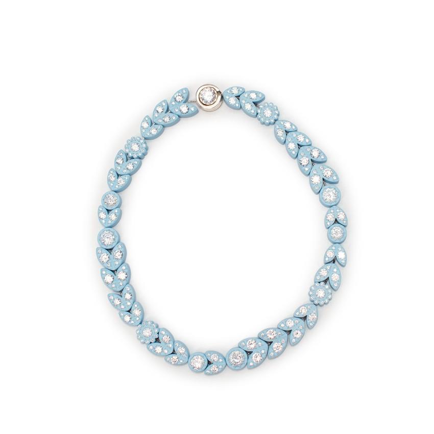 Bottega Veneta Pastel Blue Crystal Embellished Necklace