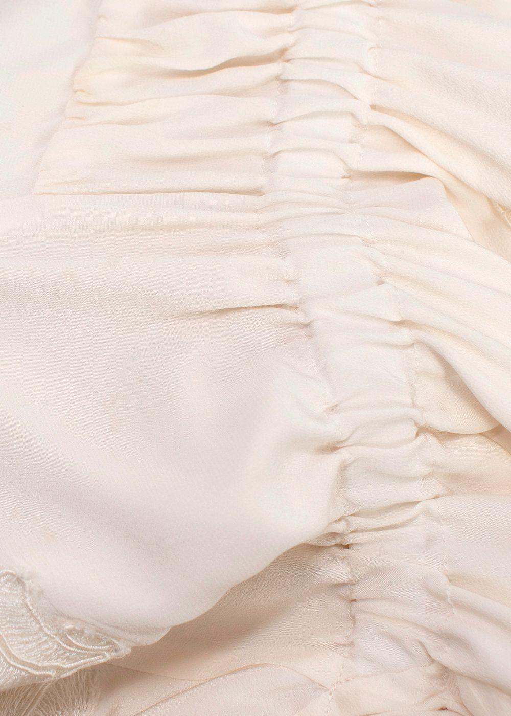 Ermanno Scervino Ivory Floral Lace Silk Cami Top