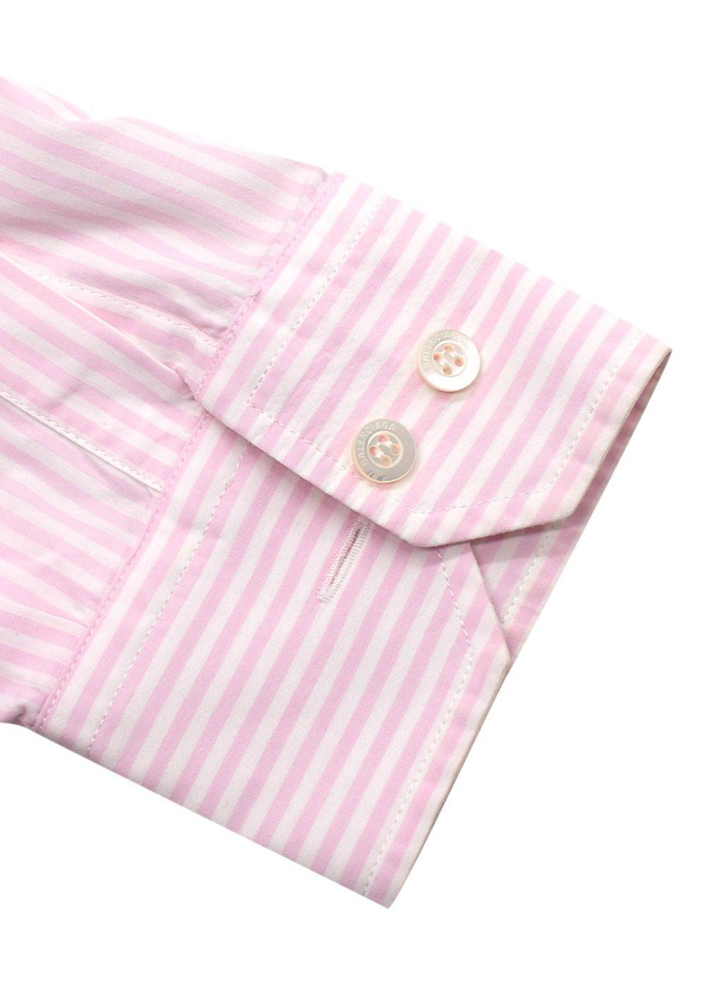 Balenciaga  Pink Striped Shirt with Neck Tie and Logo Detail