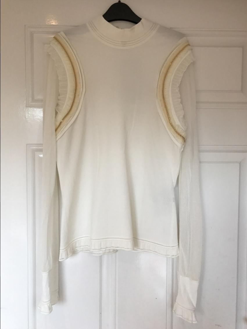 Roberto Cavalli Ruffle Gold Chain Jumper