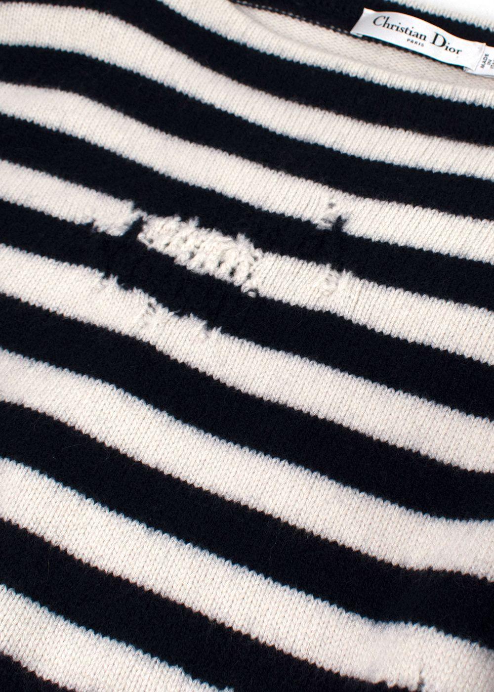 Dior Wool And Cashmere Fantaisie Blanc Distressed Jumper