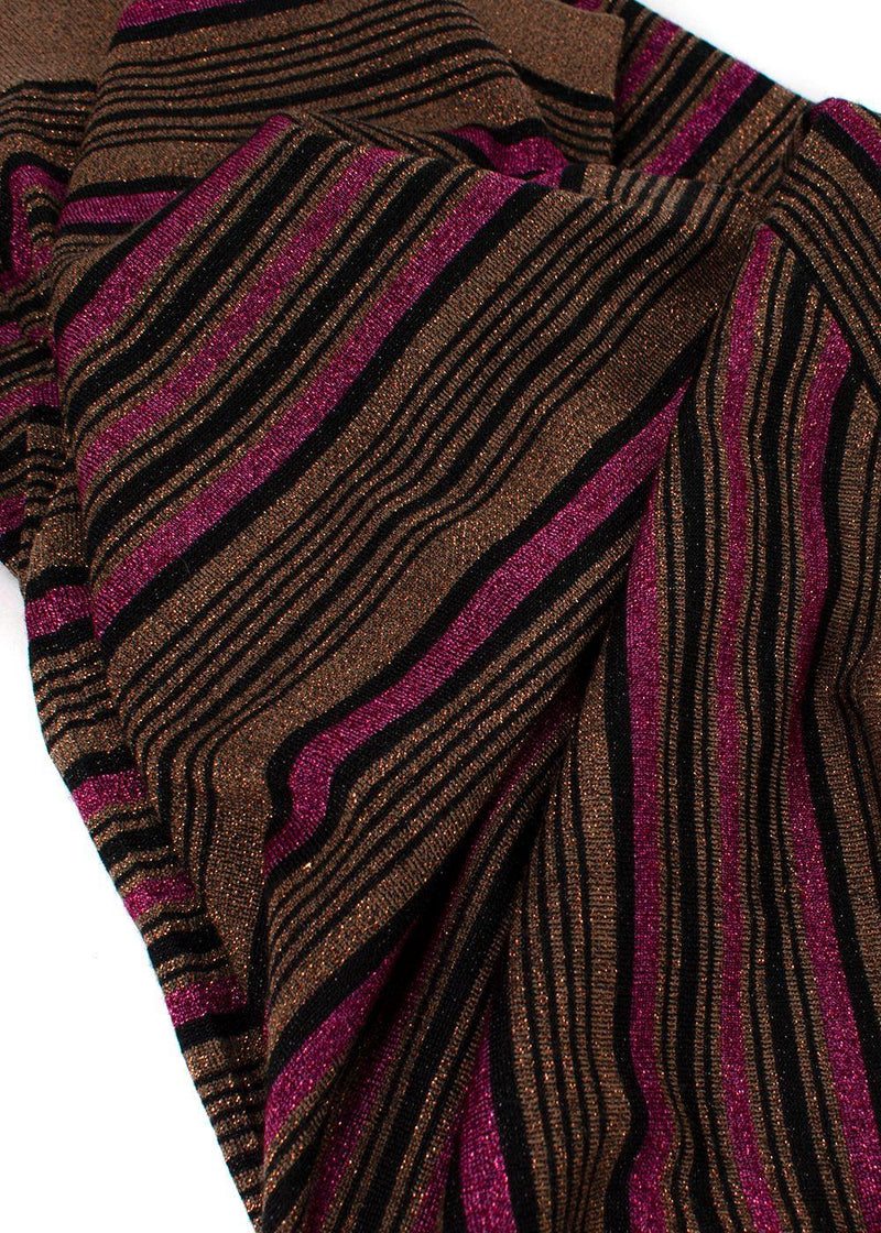 Prada Metallic Striped Short-Sleeve Crewneck Jumper