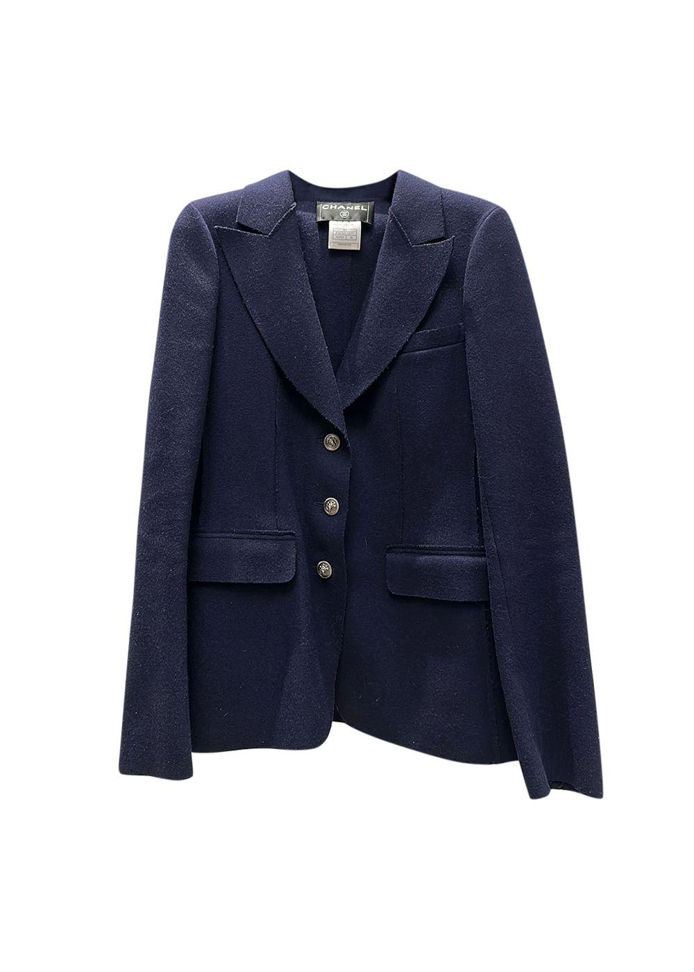 Navy Blue Classic Wool Blazer