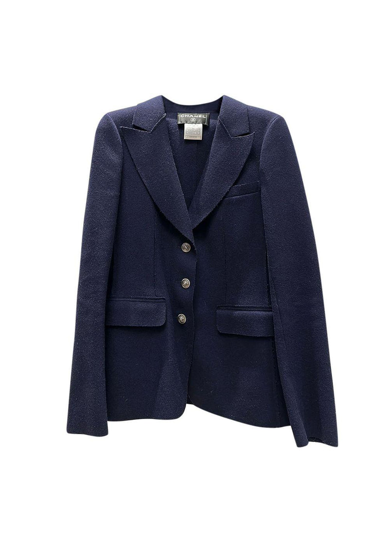 Navy Blue Classic Wool Blazer