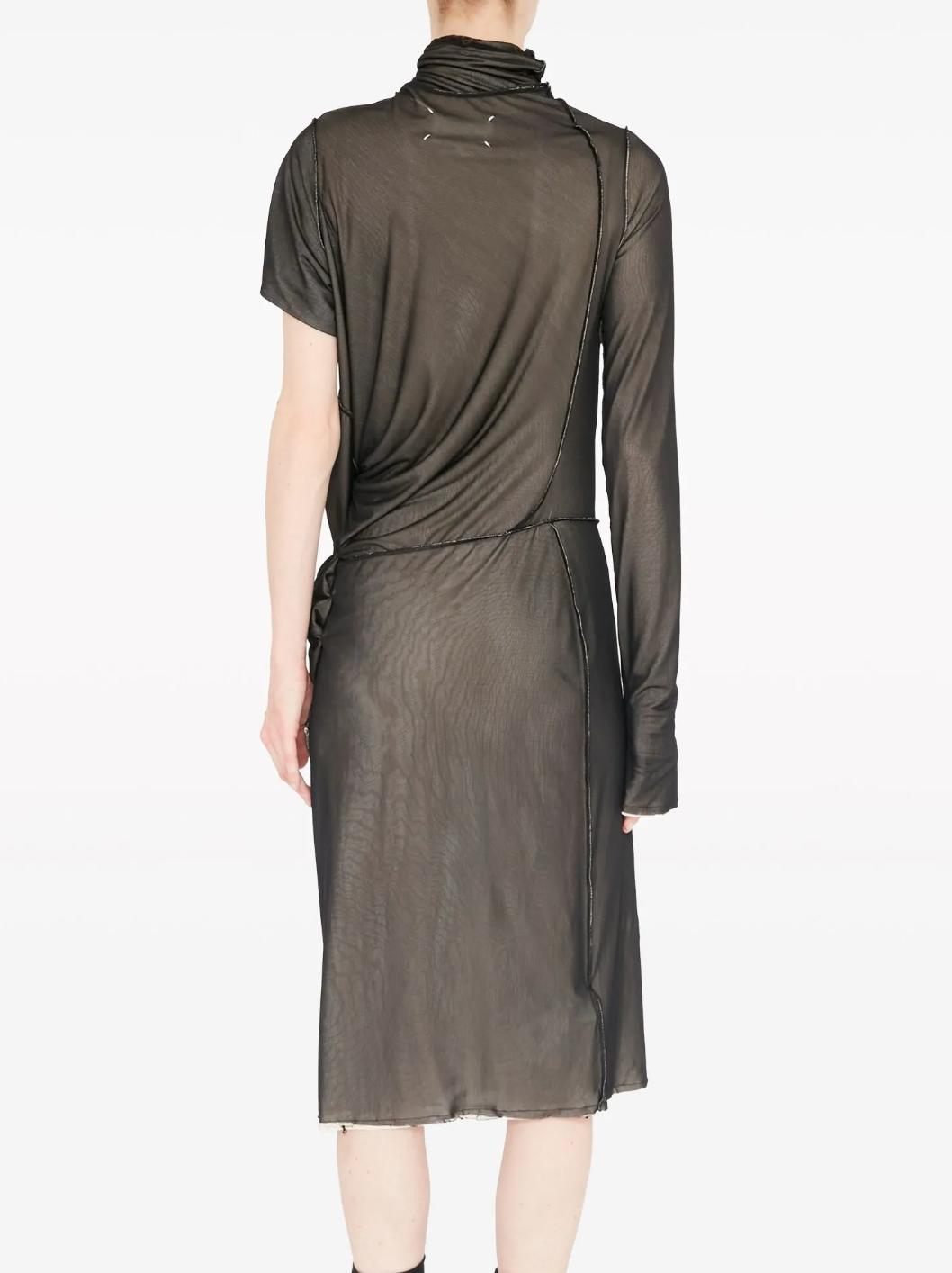 Maison Margiela Asymmetric Ruched Midi Dress