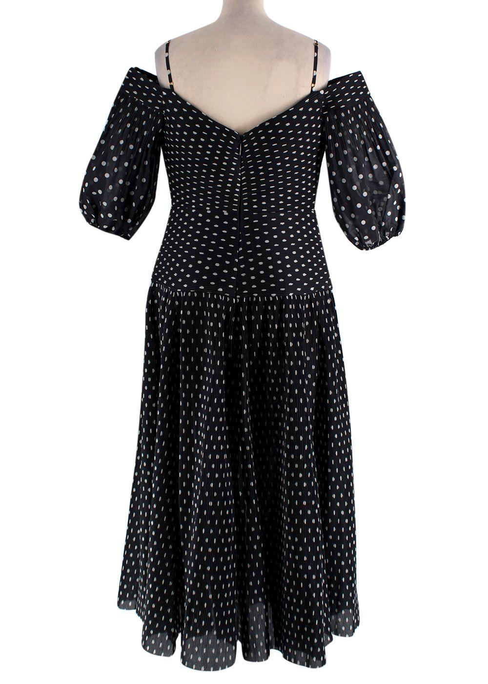Zimmermann Off The Shoulder Black Polka Dot Midi
