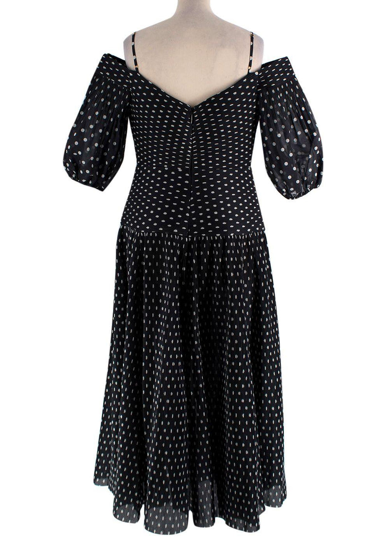 Zimmermann Off The Shoulder Black Polka Dot Midi