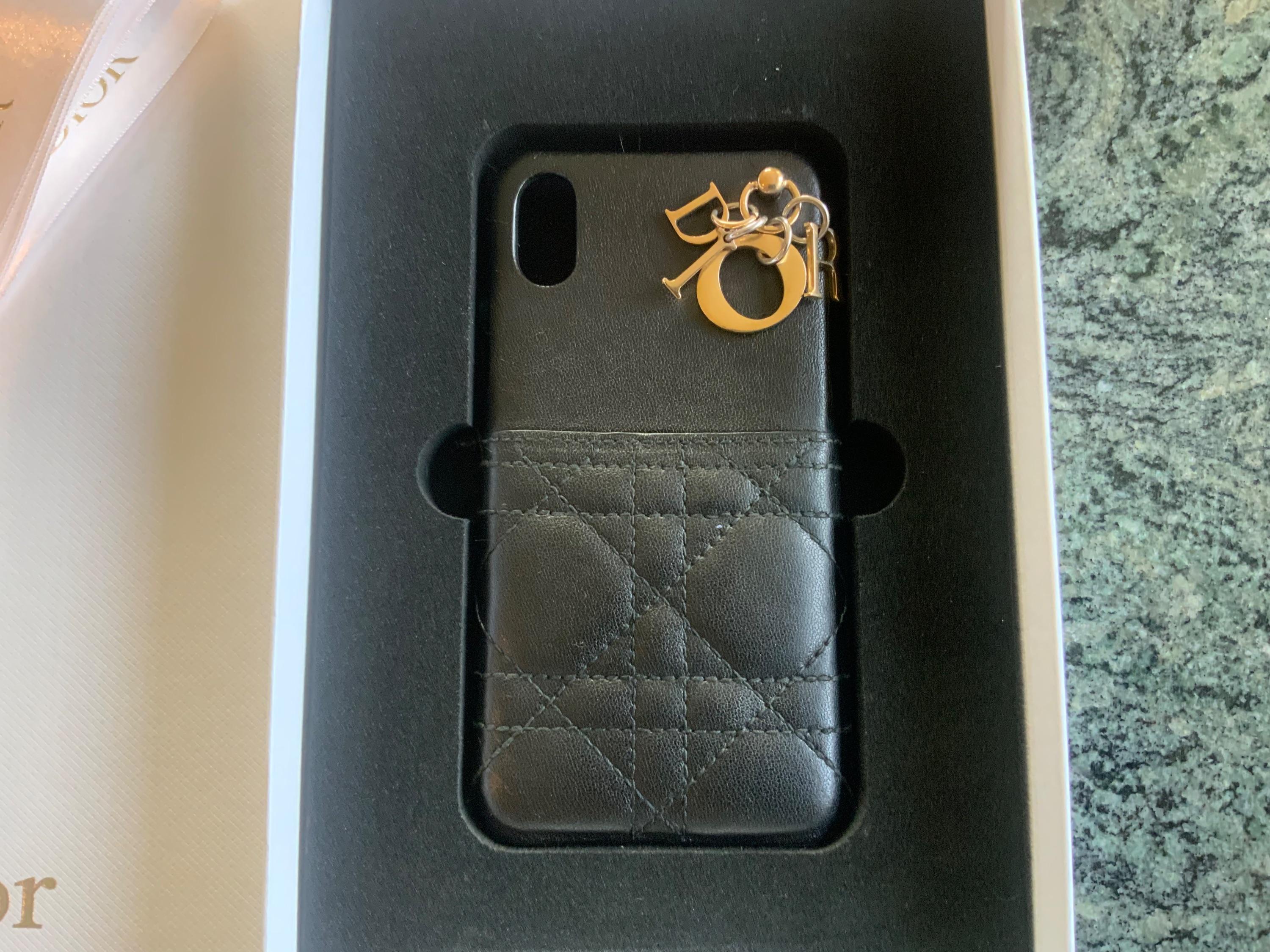 Lady Dior iPhone XS Black Leather Cover