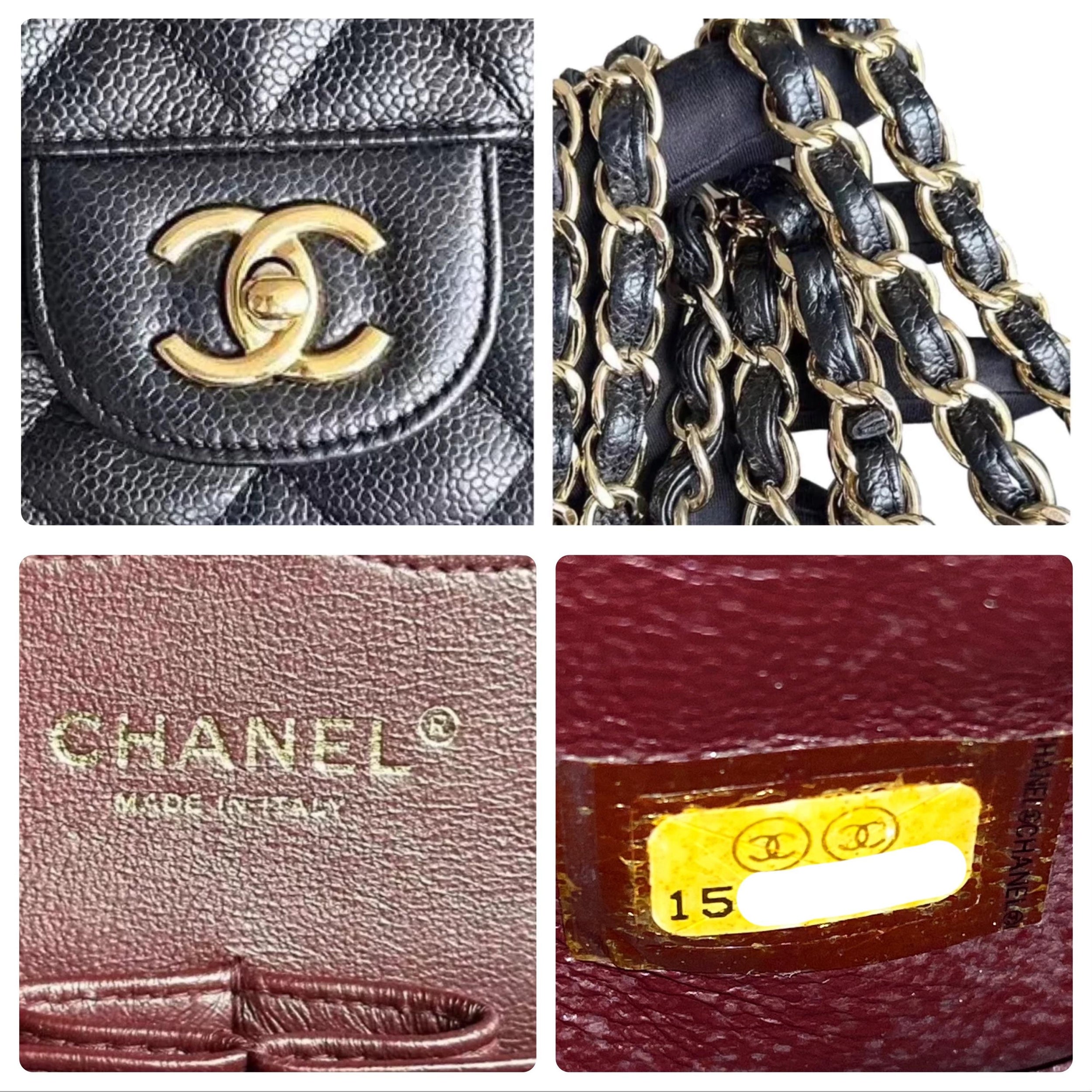 Chanel Black Caviar Leather Jumbo Double Flap Bag