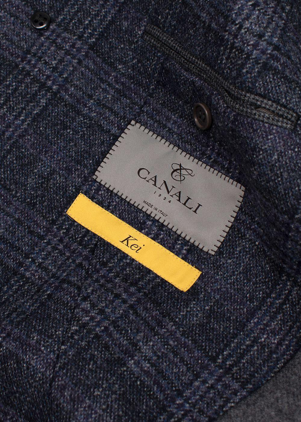 Canali Navy Check Kei Longline Coat