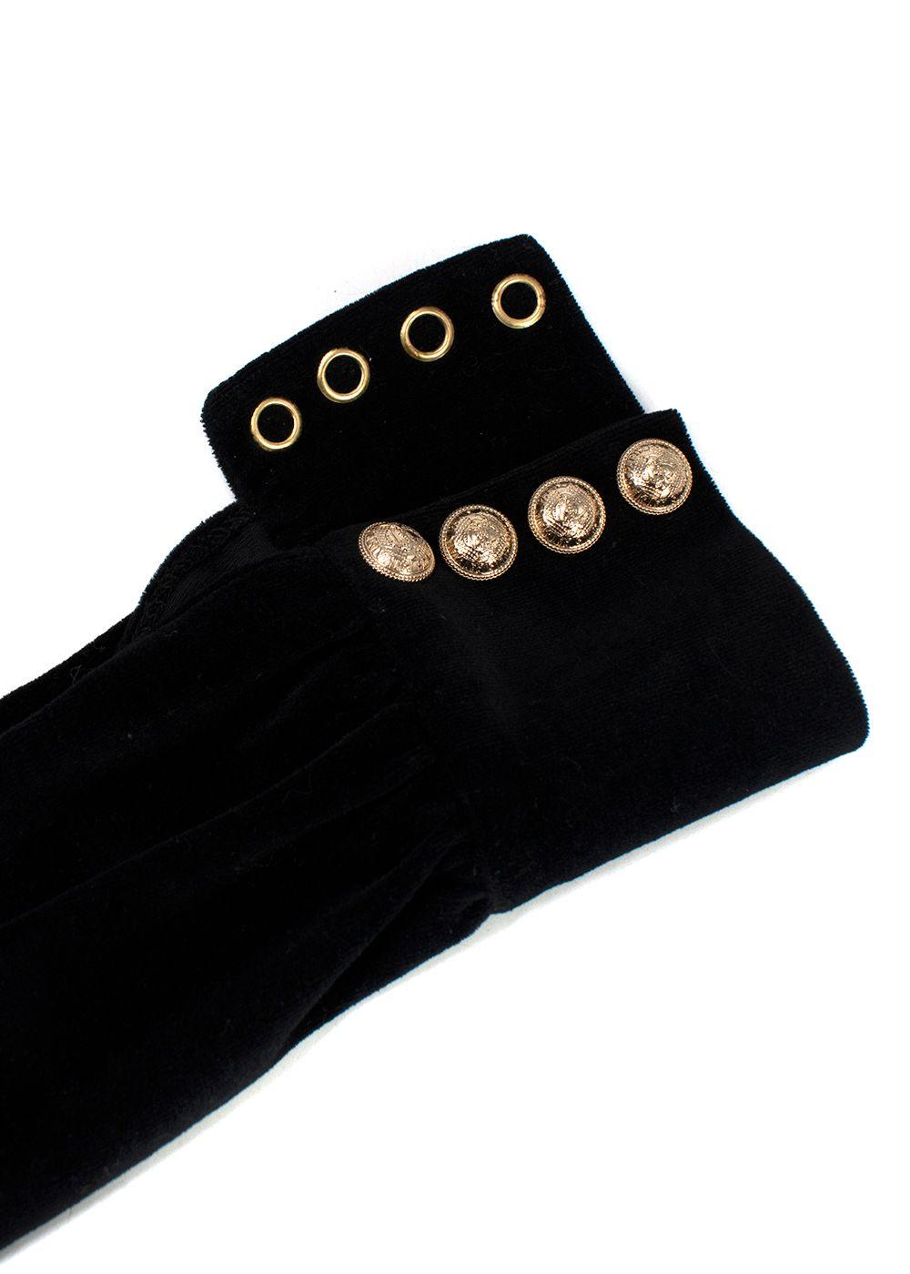 Balmain Black Velvet Cut-Out Structured Mini Dress with Pearl Embellishment
