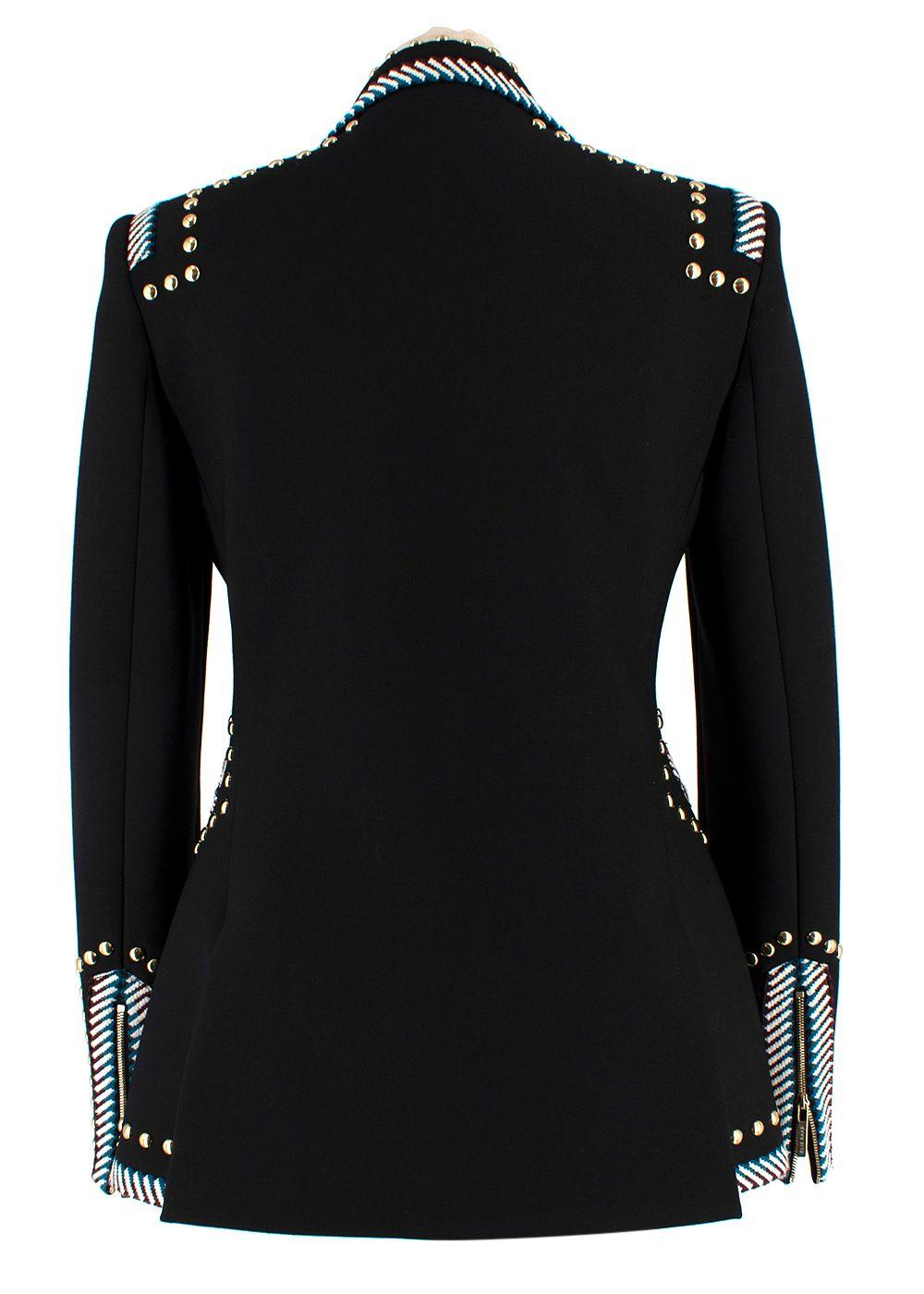 Elie Saab Black Studded Contrast Trim Blazer