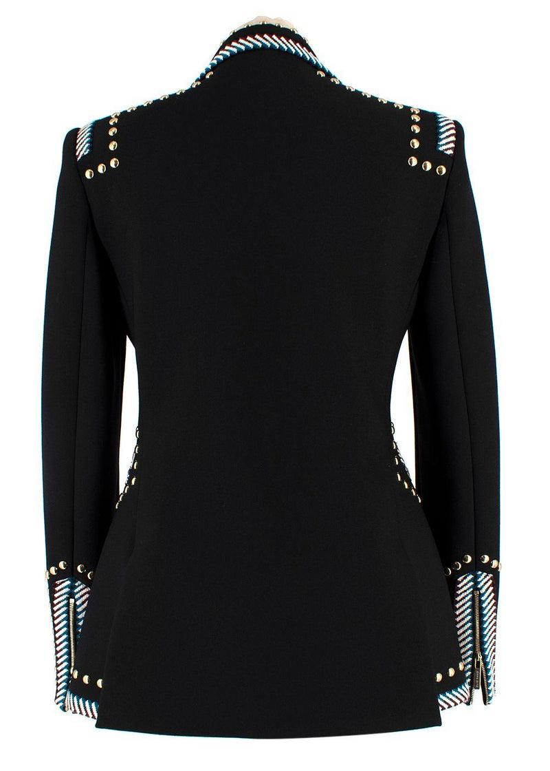 Elie Saab Black Studded Contrast Trim Blazer