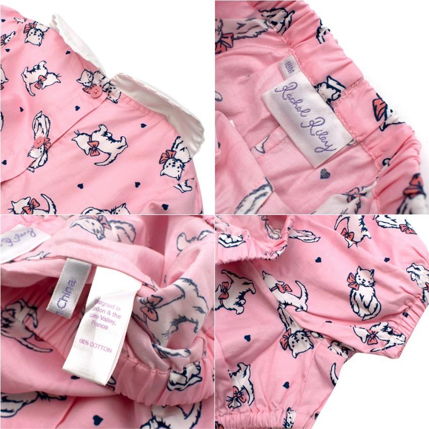 Rachel Riley Pink Cat Pattern Dress and Shorts Two Piece