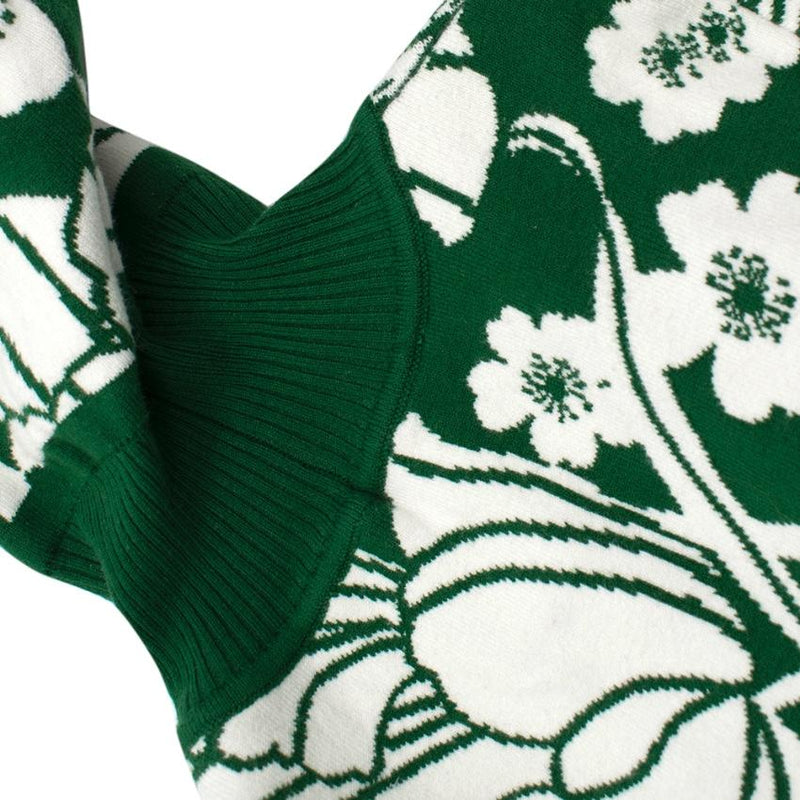 JoosTricot Green Floral Intarsia Hooded Jumper