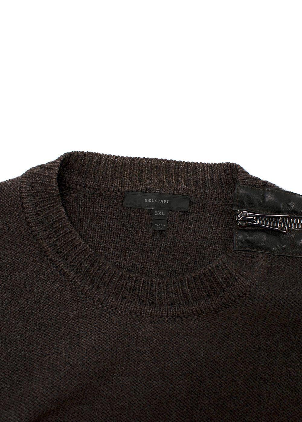 Belstaff Brown Zipped Shoulder Wool Jumper