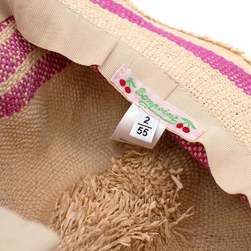Bonpoint Pink Stripe Paper Straw Hat