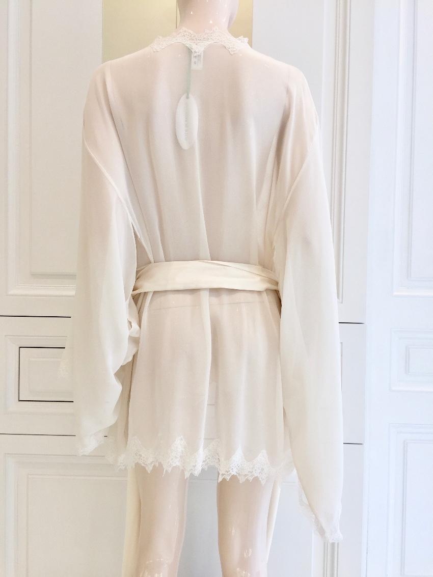 Lucile Couture Ivory Pure Silk & Leavers Lace Bridal Robe