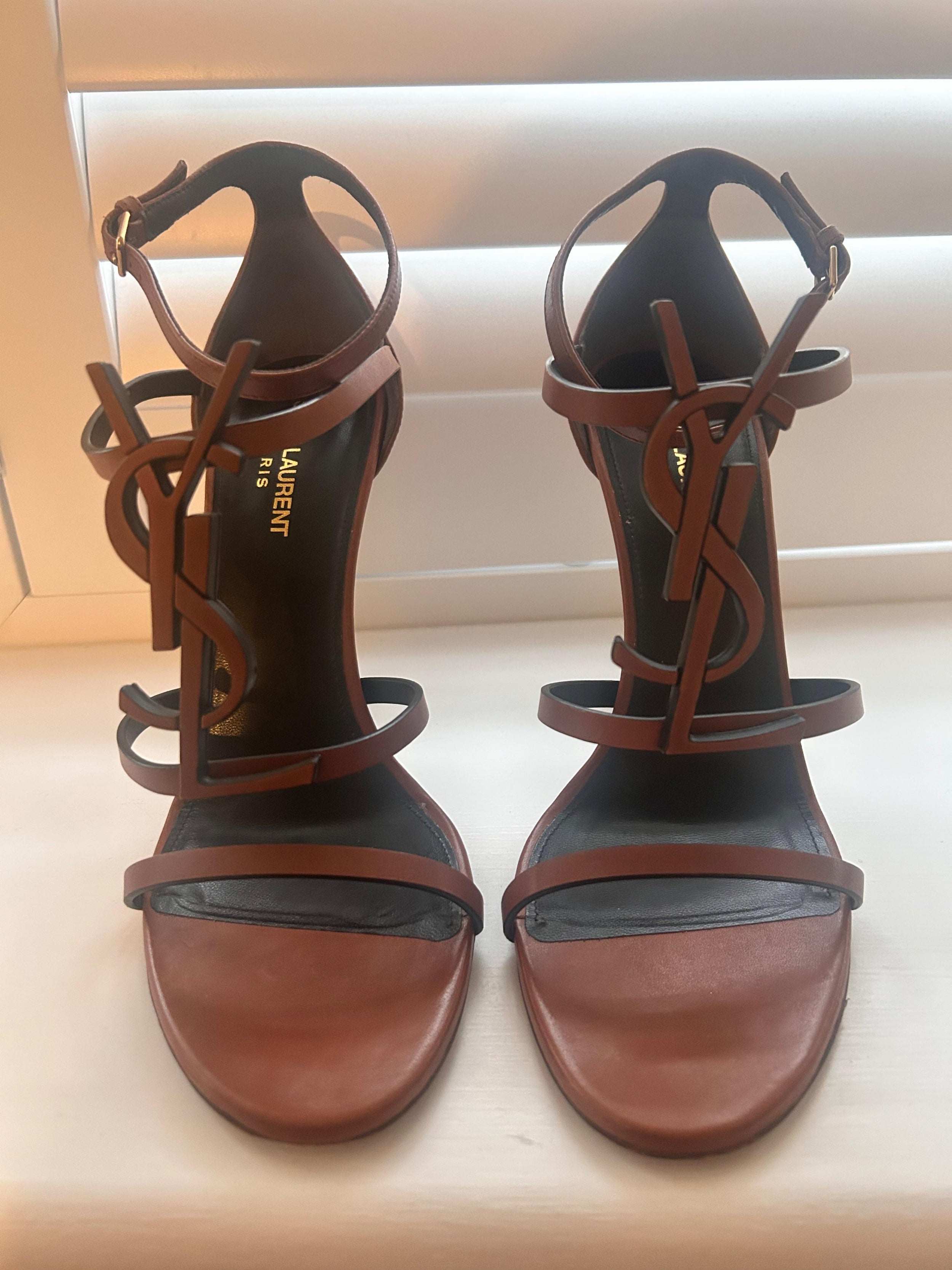 Brown Leather Cassandra Heeled Sandals